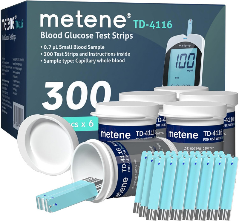 TD-4116 Glucose Test Strips – 300 Ct, For metene TD-4116 Monitor Only