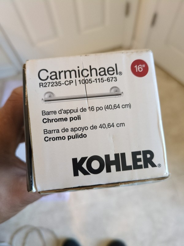 KOHLER Carmichael 16" Safety Grab Bar Polished Chrome R27235-CP Shower Toilet gallery