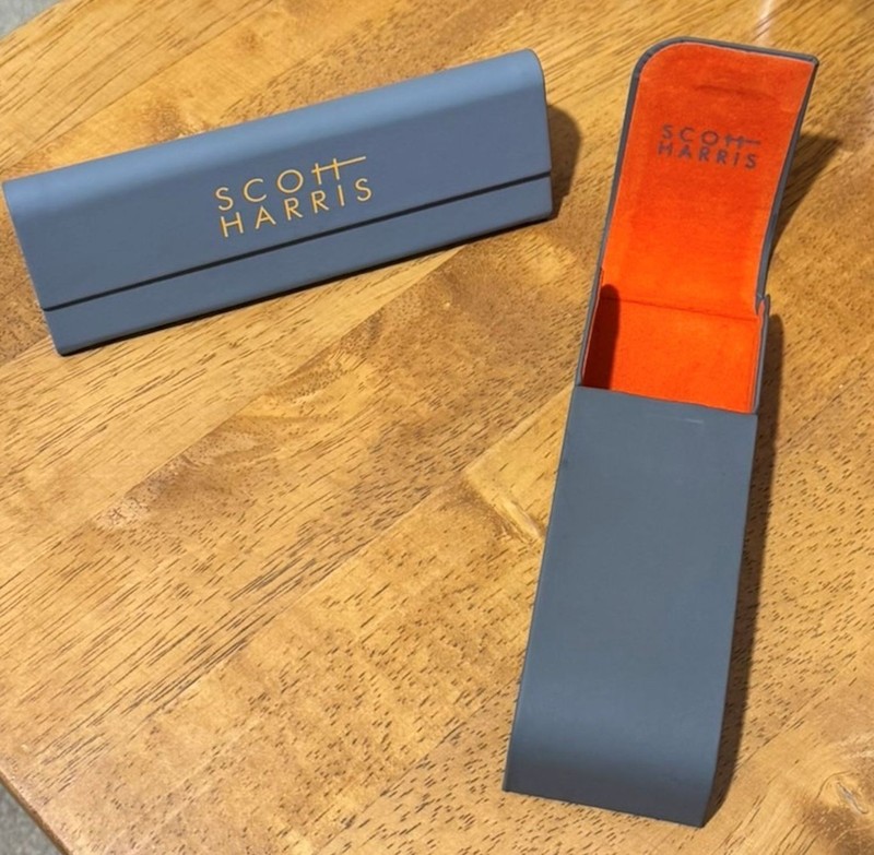 TWO Scott Harris Gray Eyeglass Cases Orange Interior Grey Exterior-Preowned