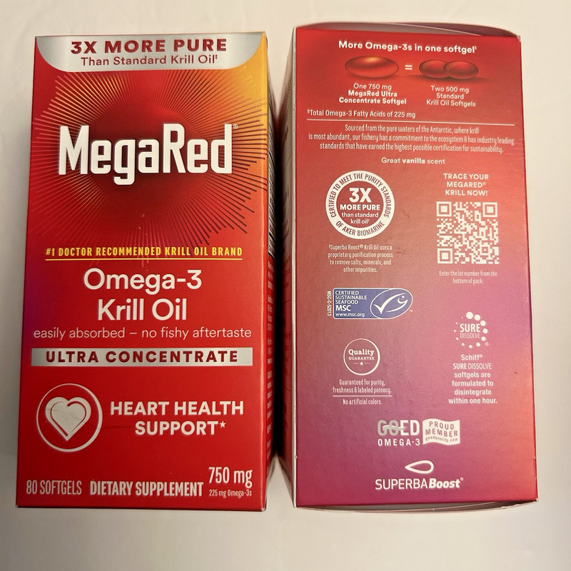 MegaRed Omega 3 Fatty Acid Antarctic Krill Oil 750mg, 80 Count NIB (Pack of 2) gallery