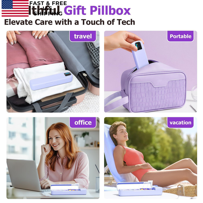 Daviky Smart Pill Organizer with Alarm, Bluetooth Daily Once a Day Purple gallery