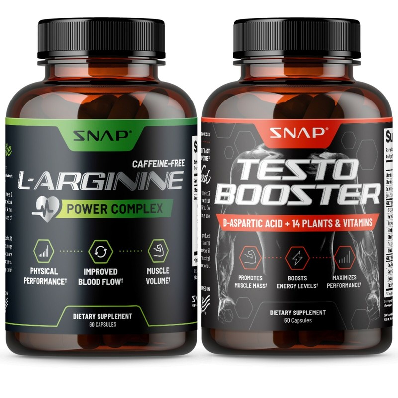 L-Arginine Power Complex Supplement + Testosterone Booster Supplement Bundle