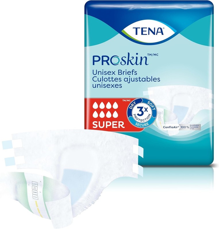 TENA ProSkin Unisex Adult Diapers with Tabs,Maximum Absorbency,Medium-*56 Ripped