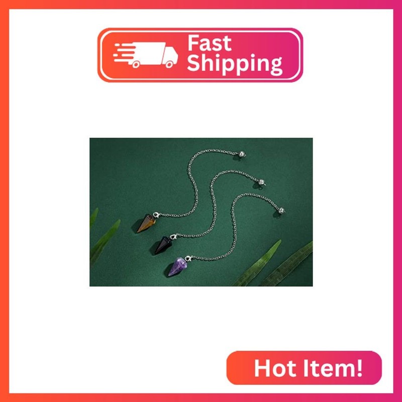 DUQGUHO 3 Pcs Crystal Pendulums Set for Divination Dowsing Natural Amethyst Rose gallery