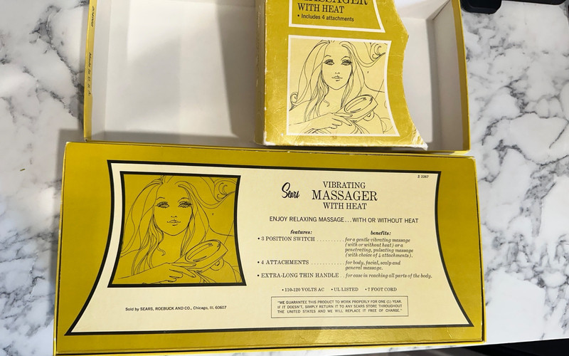 VINTAGE Sears Vibrating 2-Speed Massager 663.2267 with Heat & 4 Attachments gallery