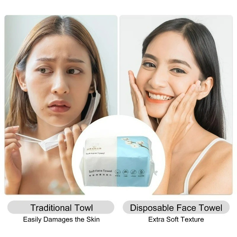 60PCS Disposable Face Towels Wet & Dry Facial Tissue Soft White Skin Care Wipes gallery