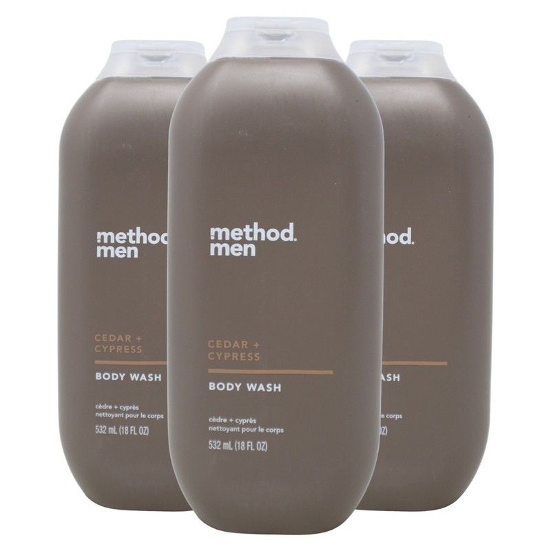 Pack of 3x Method Men Body Wash, Cedar + Cypress, 18 fl oz