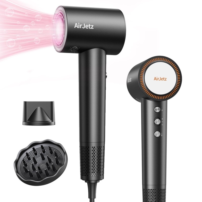High-Speed Ionic Hair Dryer, 160,000 RPM, Lightweight, Fast Drying, Diffuser & N