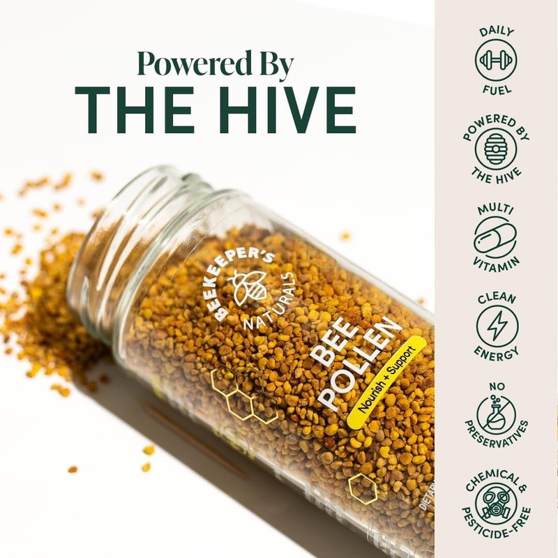 Unflavored Raw Bee Pollen Granules - Natural Vitamins & Energy Boost - 5.2 oz gallery