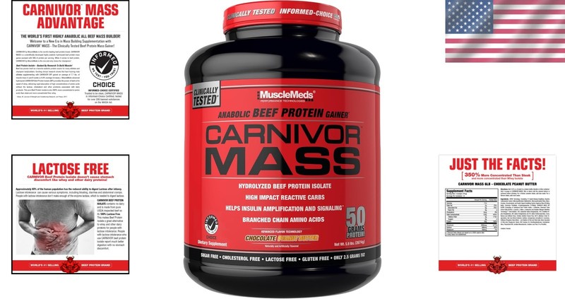 CARNIVOR Mass Gainer 6 lb – 50g Protein, 125g Carbs, Chocolate Peanut Butter gallery