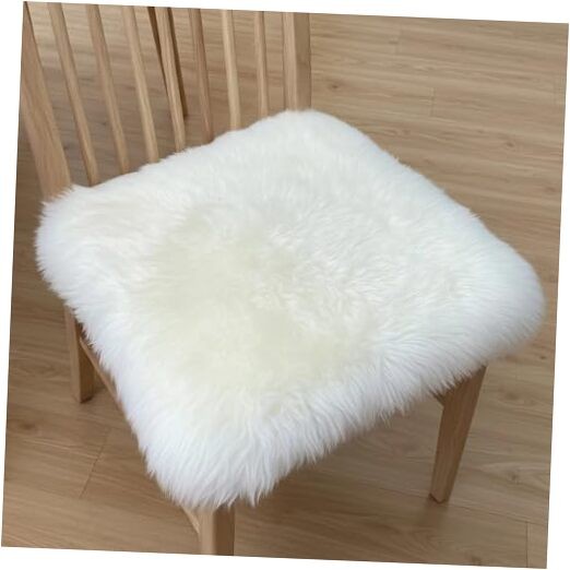 Sheepskin Chair Pad, Genuine Natural Lambskin Cushion with Foam Padded, 18×18