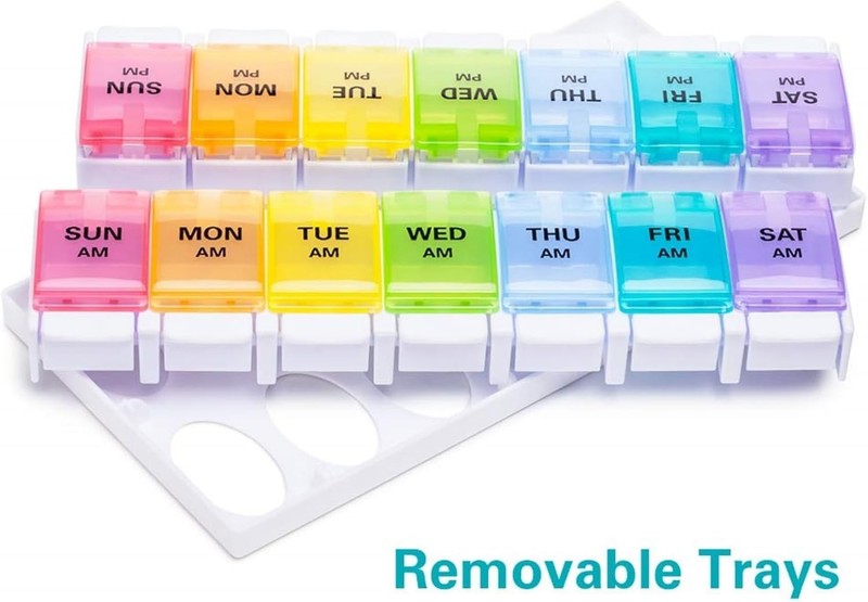 Pill Organizer 2 Times A Day AM PM 7 Day Easy Push Button Open NEW gallery