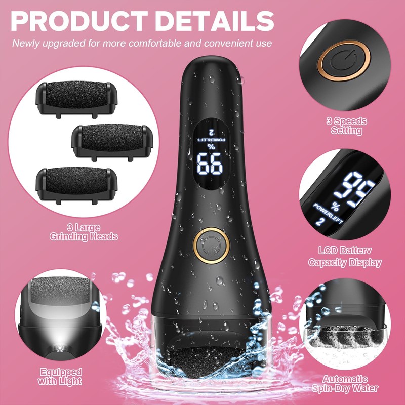 Electric Foot File 16 in 1 Pedicure Kit - 3 Speed IPX7 Waterproof Care gallery