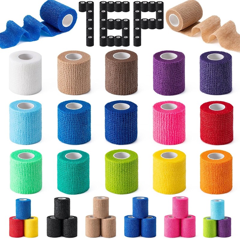 16 Pack Self Adhesive Bandage Wraps,2″ X 5 Yards Non-Woven Elastic Cohesive