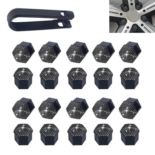 20 PCS Bling Crystal Wheel Lug Nut Cover, 17mm Hexagonal Nut Covers with Black gallery