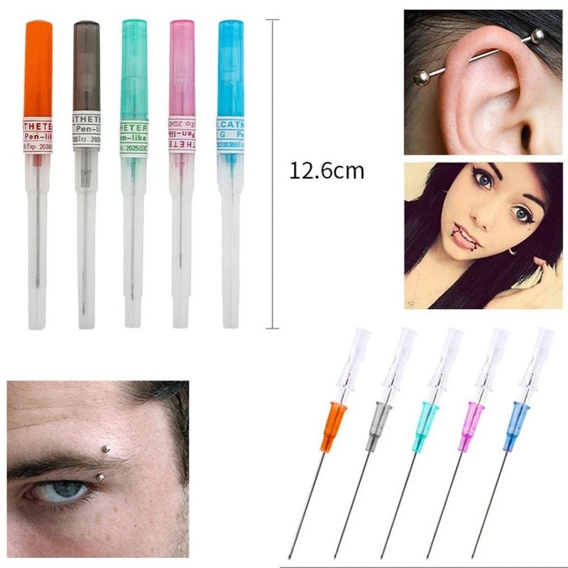 Premium 20pcs Sterile Cannula Body Piercing Catheter Kit 14-22G For Lip Ear Nose gallery