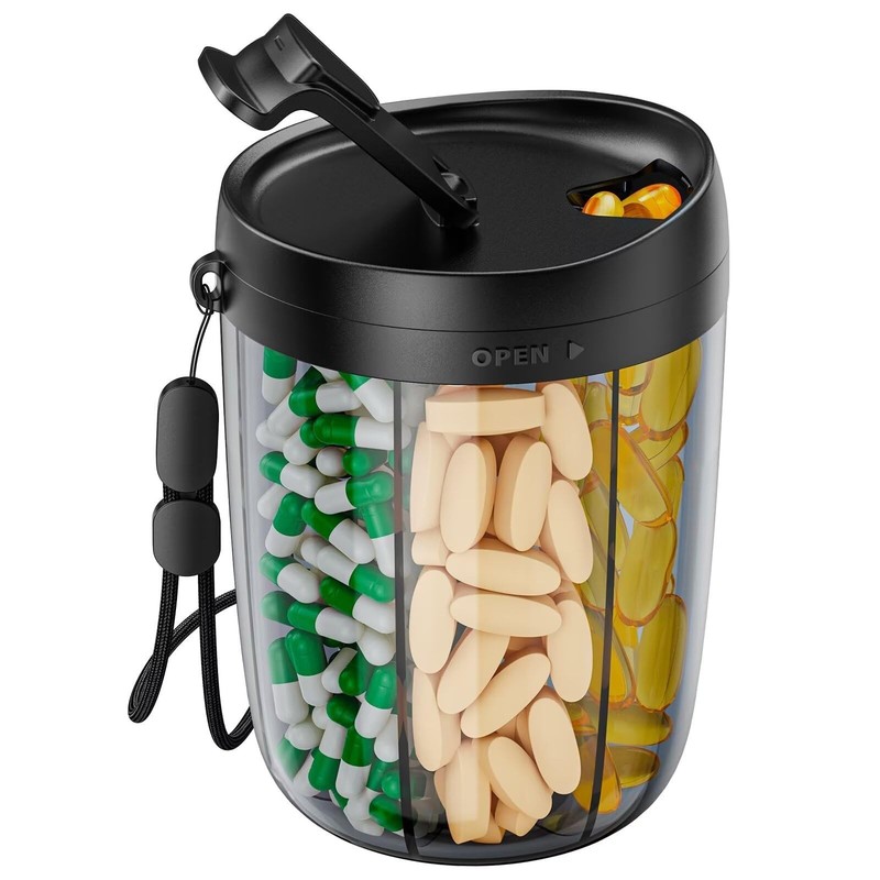 PULIV Large Pill Bottle Organizer,6 Various Vitamins Includes 20 Pcs Stick label