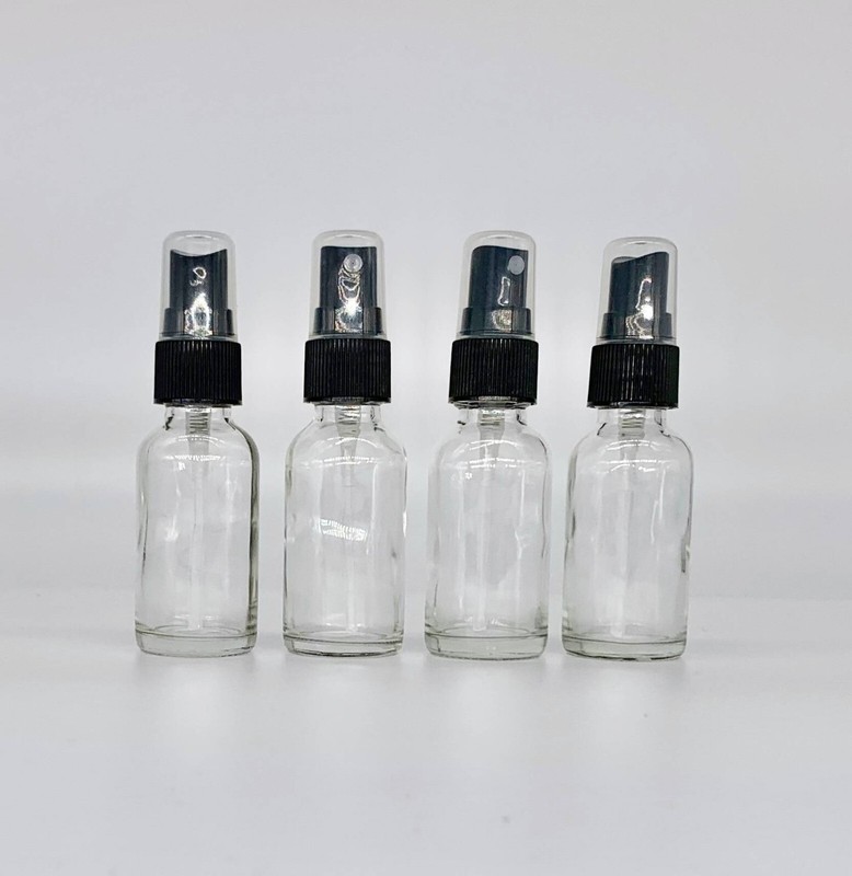 Clear Glass Spray Bottles – 4 Pack 15ml (1/2 oz) Clear Black Fine Mist Sprayer