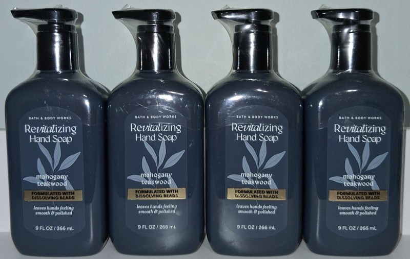 4-Pack ALL NEW Mahogany Teakwood Revitalizing Hand Soap 9 oz Bath & Body Works