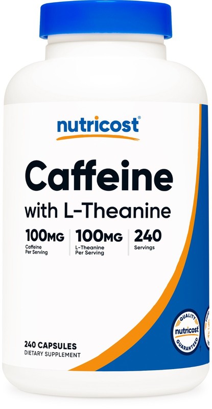 Nutricost Caffeine with L-Theanine, 100mg of Each, 240 Capsules, 240 Servings