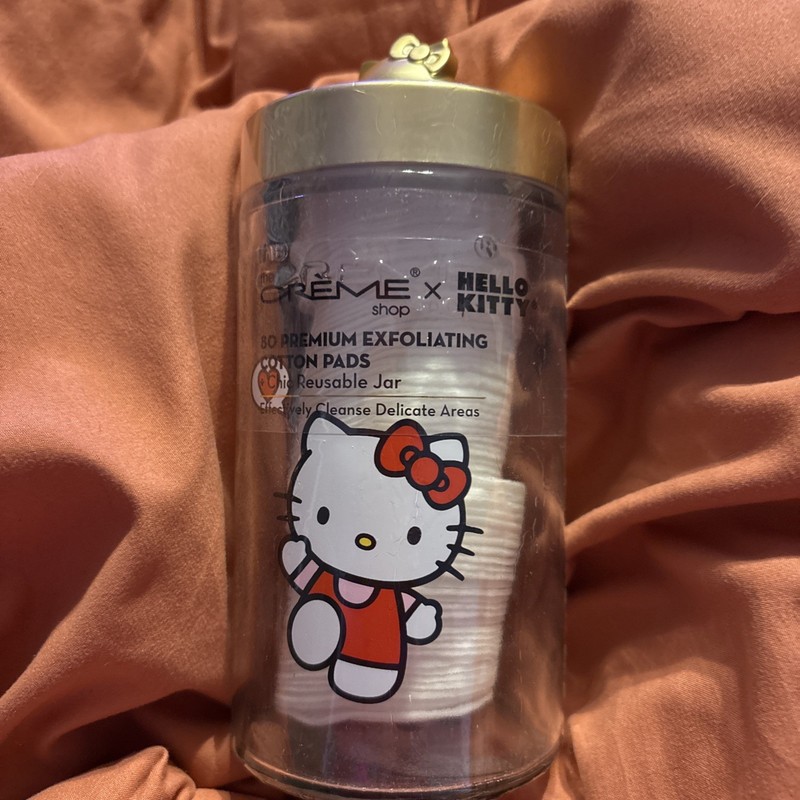 Hello Kitty × The Creme Shop Exfoliating Face Pads Collectible Glass Jar New