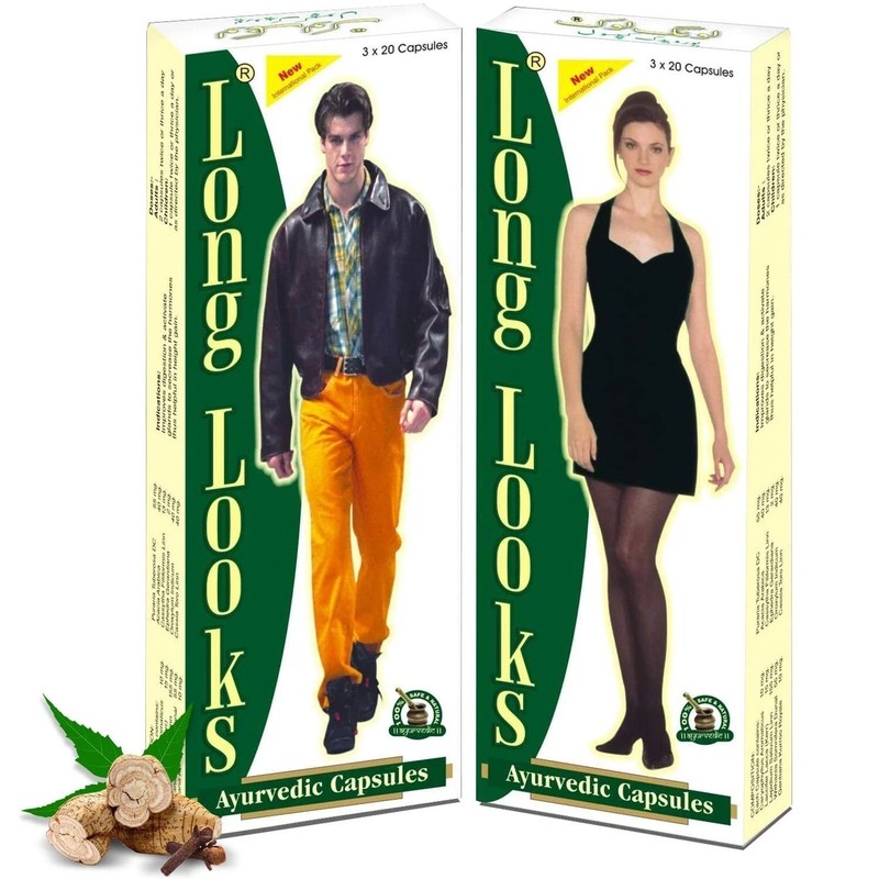 Long Looks Ayurvedic Capsule Increase Height Gain Herbal Supplement Pack of 2