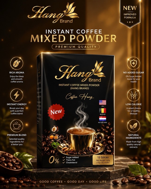 HANG Instant Coffee Mix Powder កាហ្វេសម្រករាង ហង្ស ( 1B / 15 Pcs )