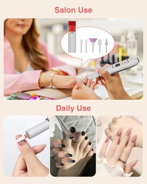 2-in-1 Nail Drill Electric Nail File with Makeup Brush Cleaner Machine White gallery