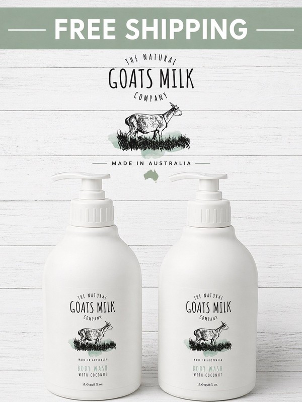 THE NATURAL GOATS MILK CO. (2-PACK!) Body Wash With Coconut! -JUMBO! 33.8 Oz. EA