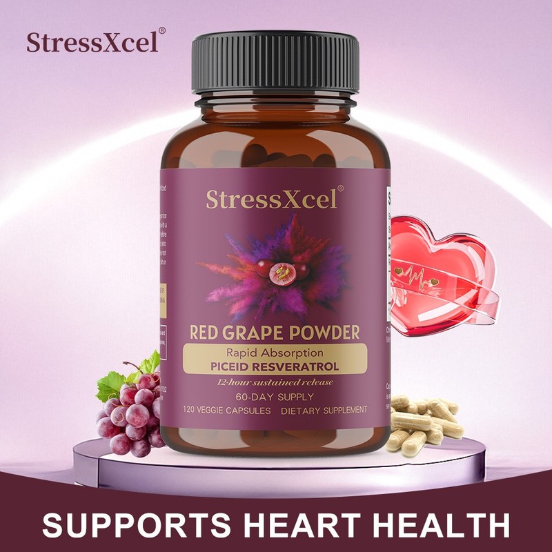 Red Grape Powder with Resveratrol 120 Veggie Capsules Supplement