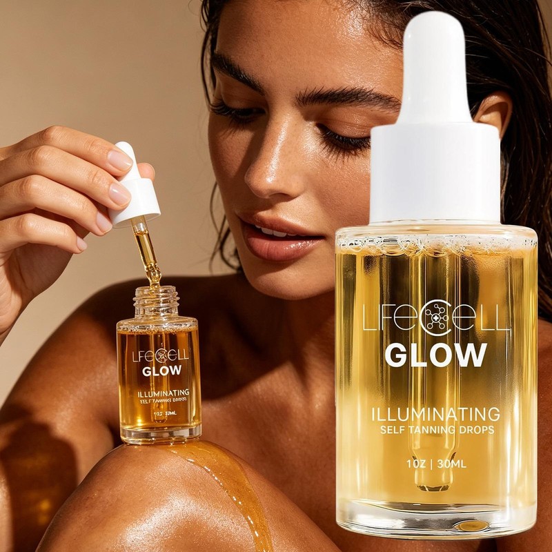 Lifecell Glow Self-Tanning Drops Face Body DHA Sunless Tanner Hydrating, 1 Fl Oz gallery