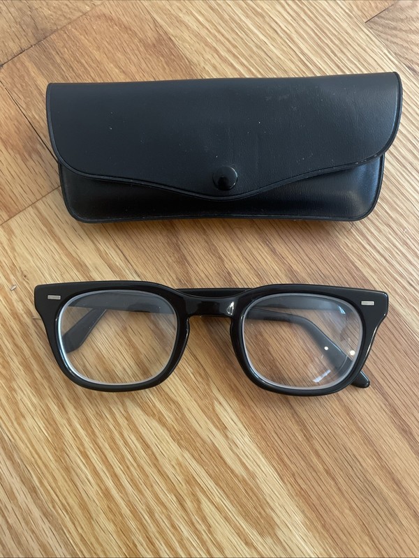 Vtg USS Military Issue Eyeglass Frames Black 50-26