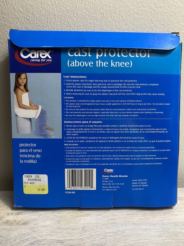 Carex Durable Reusable Latex-Free Plastic Cast Protector (Above The Knee) 31 in gallery