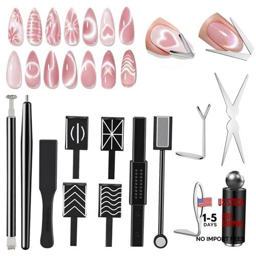 Cat Eye Magnet Set for Nails: 14-Pack Strong Magnets for Cat Eye Gel Polish