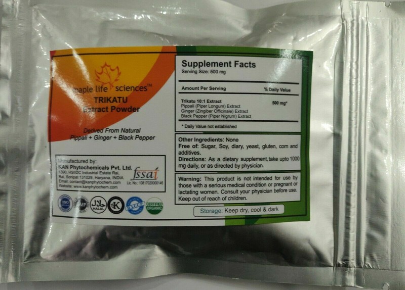 Trikatu Extract Powder Supports Digestive System Ginger Pippali Black Pepper