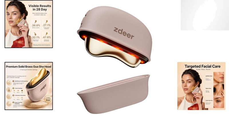 Caring Facial Massager with Brass Heat and Vibration Therapy - Spa Gift gallery