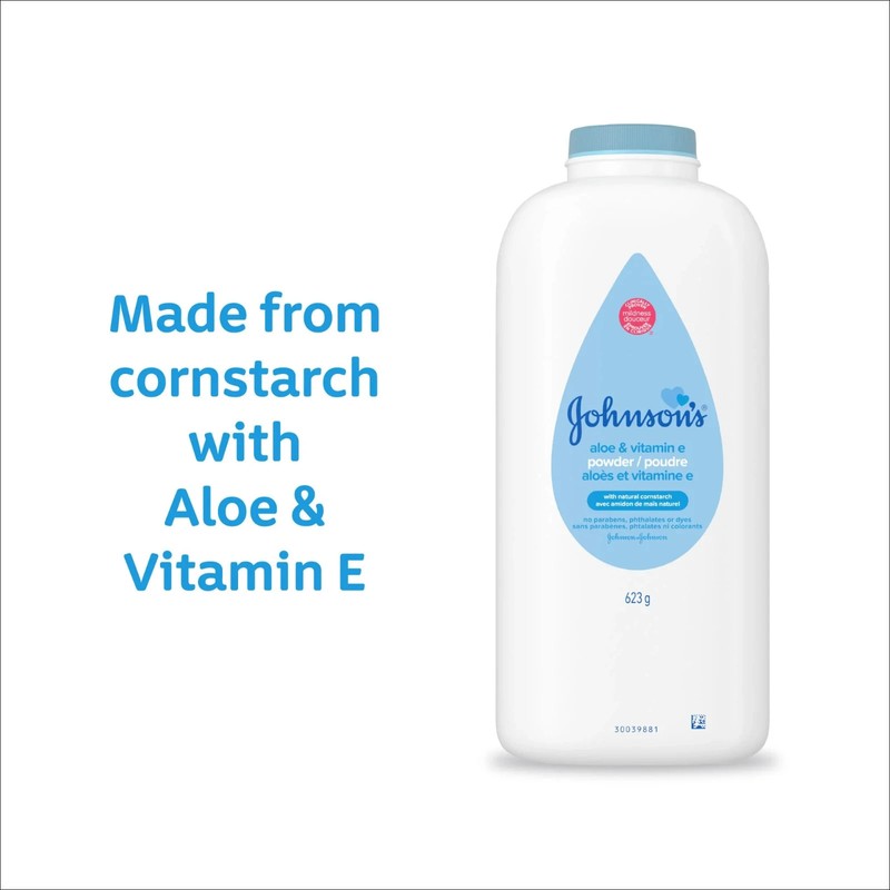 Johnson’s Baby Powder Cornstarch with Aloe / Vitamin E, Absorbs Moisture 15 oz.