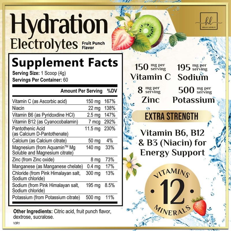 Hello Lovely! Hydration Electrolyte Drink Mix Rapid Hydration Powder 6 gallery