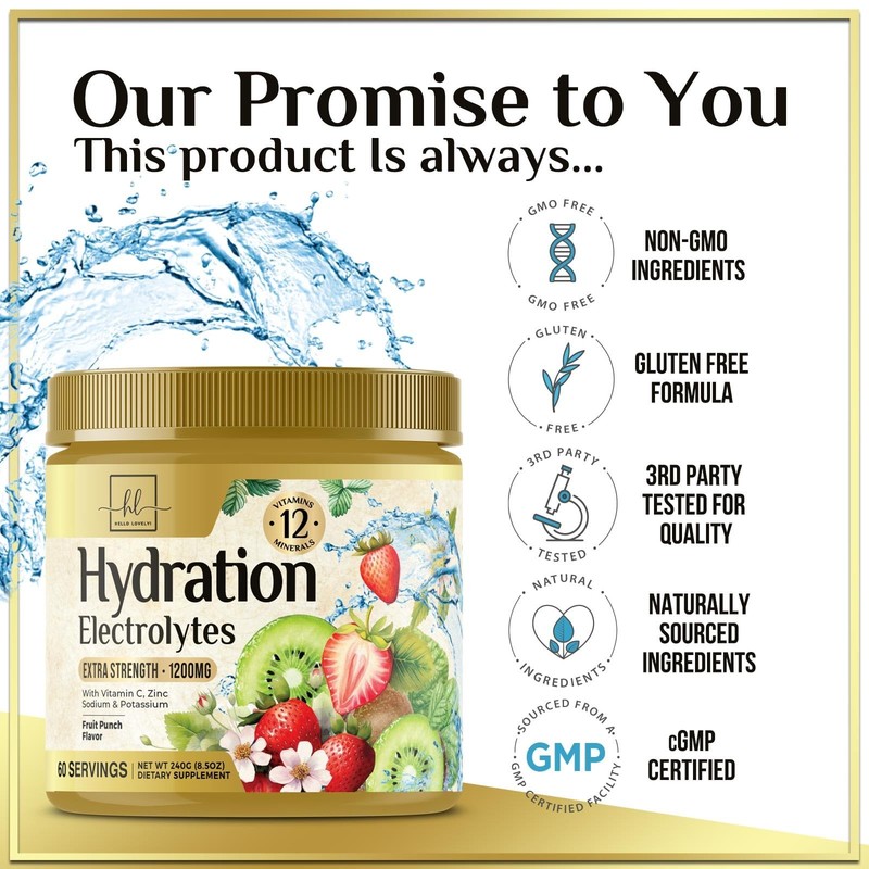 Hello Lovely! Hydration Electrolyte Drink Mix Rapid Hydration Powder 6 gallery