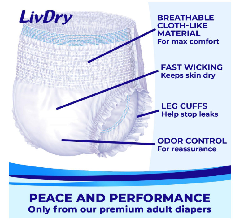 LivDry Adult Incontinence Underwear XXL 48 Count Extra Comfort Leak Protection gallery