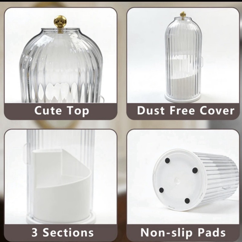 360° Rotating Makeup Brush Holder Organizer w/ Lid Dustproof Vanity Storage gallery