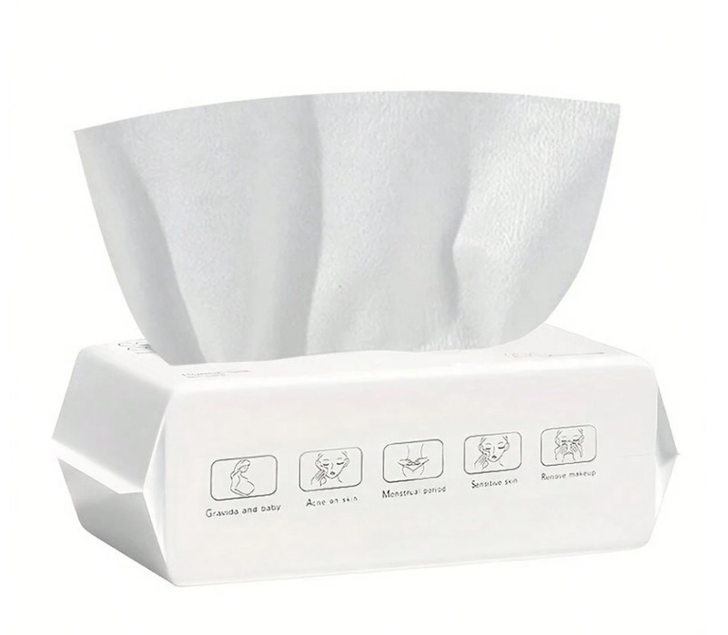 50pcs Soft Disposable Facial Towelettes – Dry/Wet Face Tissue for Cleansing-NEW gallery