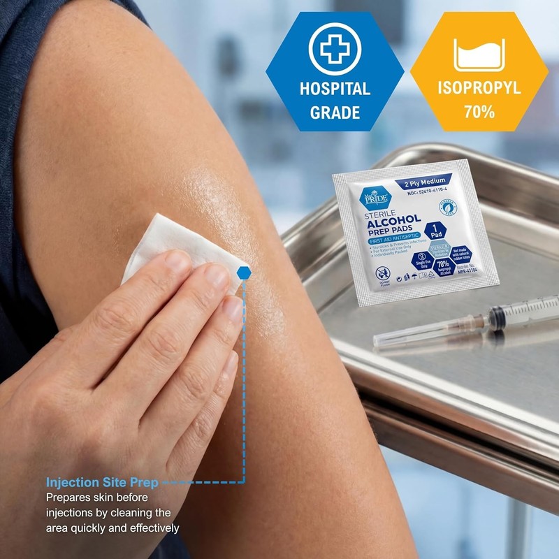 Med Pride Sterile Alcohol Prep Pads 200 Count 70% Isopropyl Antiseptic Wipes gallery