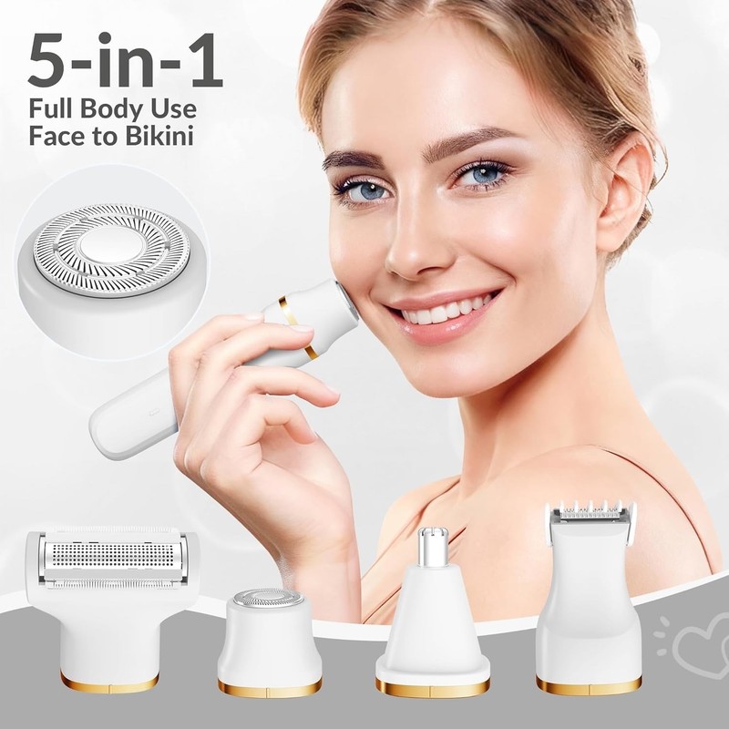 5-In-1 Electric Bikini Trimmer for Women – IPX7 Waterproof Shaver, Cordless Body gallery