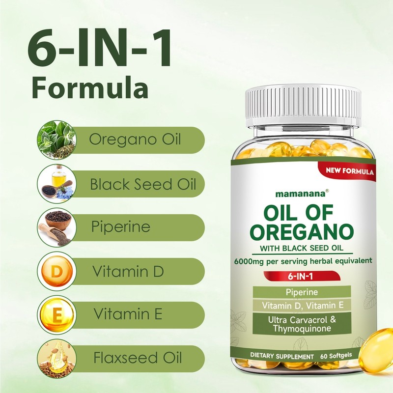 Oil of Oregano With Black Seed Oil 6000mg, 6 in 1 fomula gallery