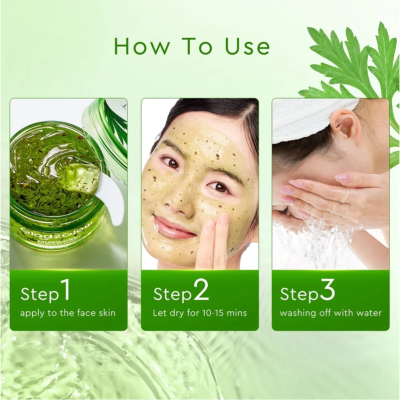 Glad2Glow Mugwort Acne Gel Mask Soothing Redness Masker Muka sleeping Face Mask gallery