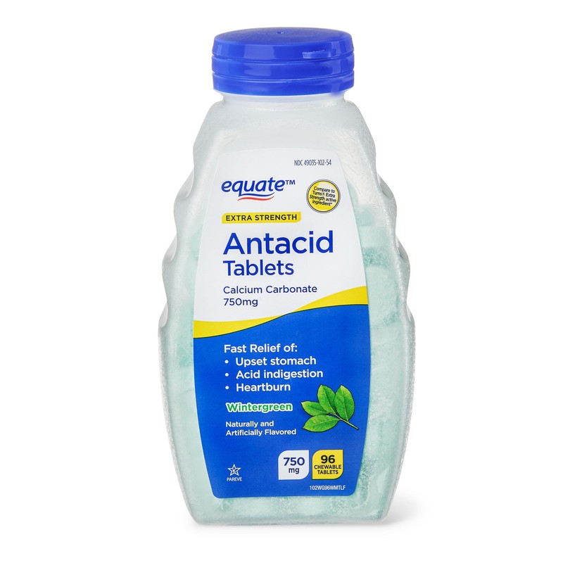 Equate Extra Strength Antacid Chewable Tablets, Wintergreen Flavor, 750 Mg, 96 C