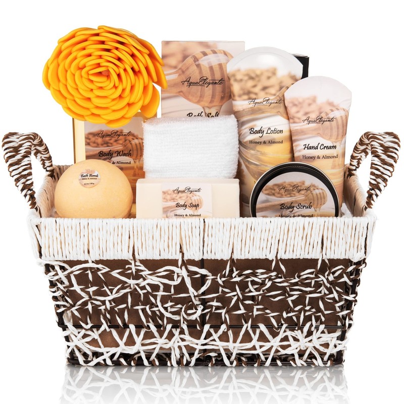 Spa Baskets For Women – Luxury Bath Set With Honey & Almond – Spa Kit Include…