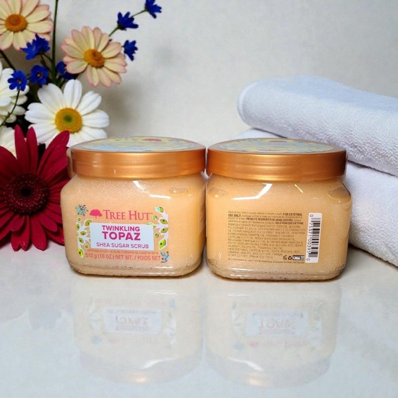 Tree Hut Twinkling Topaz Shea Sugar Scrub 18oz, 2-Pack-Exfoliating Body Glow,NEW gallery
