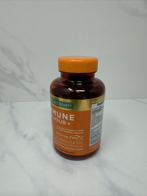 Nature's Bounty Immune 24 Hour+ Vitamin C, D, Zinc 120 Softgels Exp 06/2026 New gallery